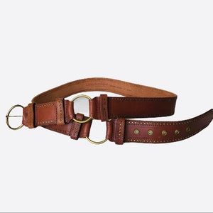 Coldwater Creek Leather Belt Brown Rustic Brass